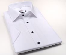 Koszula Marvelis Comfort Fit – biała z wyszytym wzorem - krótki rękaw