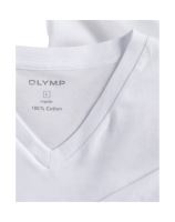 Biały bawełniany podkoszulek Olymp z krótkim rękawem - dekolt typu V - w zestawie 4 szt.