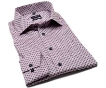 Koszula Olymp Comfort Fit – mauvé z delikatną strukturą w granatowo-różowe kwadraciki