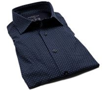Koszula Marvelis Body Fit Jersey – elastyczna granatowa w niebieskie pierścienie - extra długi rękaw