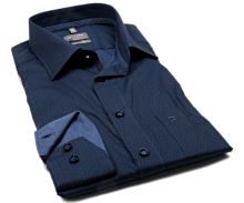 Koszula Olymp Luxor Comfort Fit – niebieska z nadrukowanym wzorem i wewnętrznym mankietem