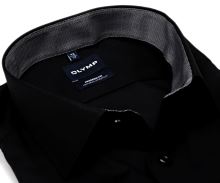 Koszula Olymp Modern Fit Natural Stretch – czarna z szarą wewnętrzną stójką i mankietem