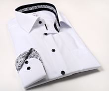Koszula Marvelis Modern Fit – biała w czarno-biały wzór paisley w wewnętrznej stójce i mankiecie (1)