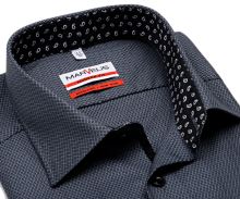 Koszula Marvelis Modern Fit – szaro-czarna koszula z wplecionym wzorem i czarną wewnętrzną stójką i plisą