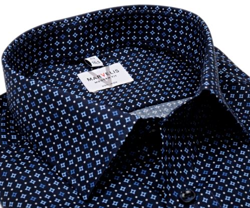 Koszula Marvelis Modern Fit - granatowa z niebieskimi gwiazdkami - ekstra długi rękaw Koszula Marvelis Modern Fit - granatowa z niebieskimi gwiazdkami - ekstra długi rękaw