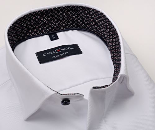 Luksusowa koszula Casa Moda Comfort Fit Premium – biała z diagonalną strukturą - extra długi rękaw