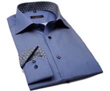 Koszula Eterna Modern Fit Twill - niebieska luksusowa z niebiesko-beżową stójką wewnętrzną - extra długi rękaw