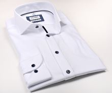 Koszula Olymp Level Five – luksusowa biała z diagonalną strukturą i plisą wewnętrzną - extra długi rękaw