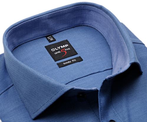 Koszula Olymp Level Five – niebieska z wyszytym wzorem, wewnętrzną stójką i mankietem