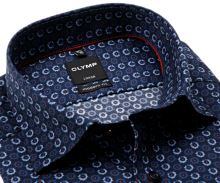 Koszula Olymp Modern Fit – ciemnoniebieska w niebiesko-czerwone koła