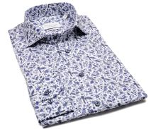 Koszula Eterna Slim Fit - w niebieski florystyczny wzór