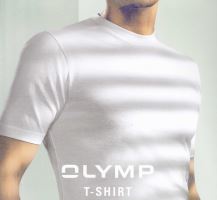 Biały bawełniany podkoszulek Olymp z krótkim rękawem - dekolt typu V - w zestawie 4 szt.