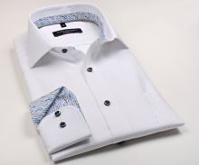 Koszula Casa Moda Modern Fit – biała z wyszytą strukturą, wewnętrzną stójką i mankietem
