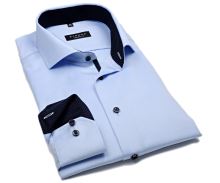 Koszula Eterna Comfort Fit Cover - jasnoniebieska luksusowa i nieprześwitująca z stójką - super długi rękaw