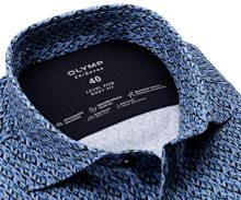 Koszula Olymp Level Five 24/Seven – luksusowa designerska elastyczna z niebieskim wzorem rombów - extra długi rękaw