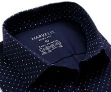 Koszula Marvelis Body Fit – elastyczna granatowa w małe kropki - extra długi rękaw