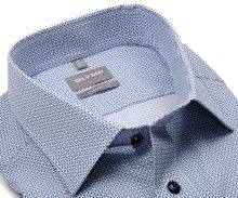 Koszula Olymp Comfort Fit – z niebieskim kwadratowym wzorem - krótki rękaw