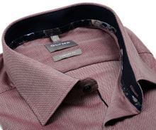 Koszula Olymp Comfort Fit – czerwona z delikatną strukturą, kwietną wewnętrzną stójką i mankietem