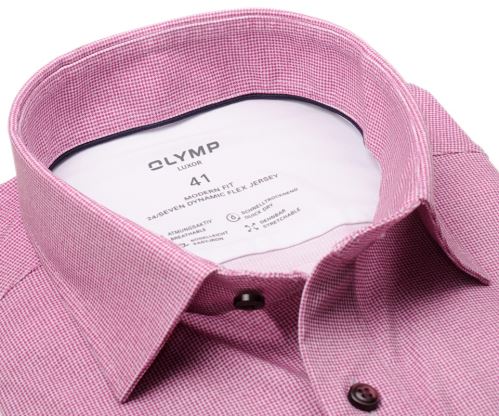 Koszula Olymp Modern Fit 24/Seven – luksusowa elastyczna z fuchsjiowym drobnym wzorem