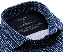 Koszula Olymp Modern Fit 24/7 – luksusowa elastyczna granatowa w niebiesko-białe kołka - extra długi rękaw
