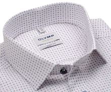 Koszula Olymp Level Five – biała z małymi fioletowymi i niebieskimi pierścieniami - krótki rękaw
