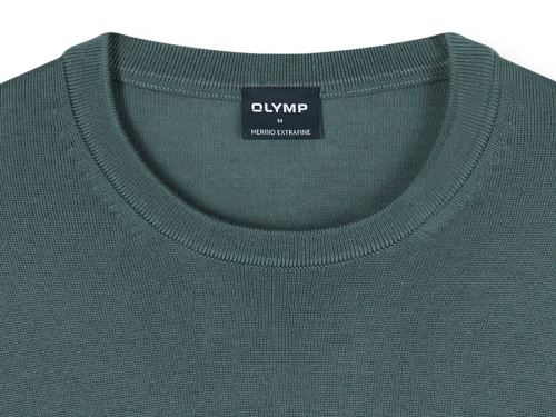 Sweter Olymp z wełny Merino - dekolt okrągły - zielony Sweter Olymp z wełny Merino - dekolt okrągły - zielony