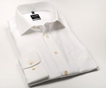 Koszula Olymp Modern Fit Twill – kremowa luksusowa i nieprześwitująca z diagonalną strukturą