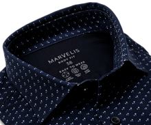 Koszula Marvelis Body Fit Jersey – elastyczna granatowa w niebiesko-białe kropki