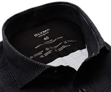 Koszula Olymp Level Five 24/Seven – luksusowa elastyczna antracytowa w kratę - extra długi rękaw