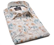 Koszula Casa Moda Casual Fit – designerska lniana w motywy oazy - krótki rękaw (1)