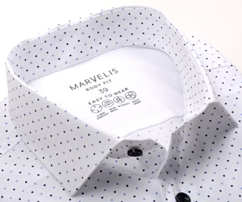 Koszula Marvelis Body Fit – elastyczna w małe niebieskie kropki - extra długi rękaw