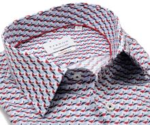Koszula Eterna Modern Fit Twill - w czerwono-niebieskie trójkąciki - ekstra długi rękaw