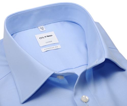 Koszula Olymp Comfort Fit Twill – jasnoniebieska luksusowa i nieprześwitująca z diagonalną strukturą