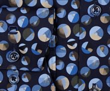 Koszula Olymp Luxor Modern Fit – granatowa designerska z pierścieniami - extra długi rękaw