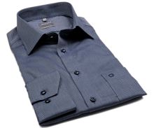 Koszula Olymp Modern Fit – ciemnoniebieska z delikatnymi białymi liniami - extra długi rękaw