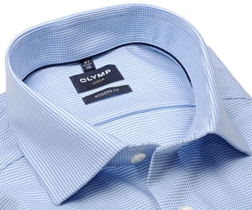 Koszula Olymp Modern Fit – z niebieskim paskiem i diagonalną strukturą