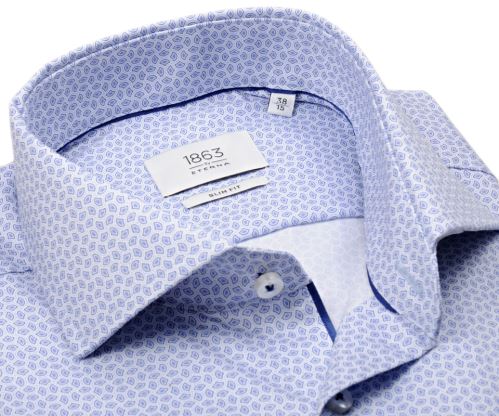 Koszula Eterna 1863 Slim Fit Two Ply - luksusowa w delikatne niebieskie ornamenty