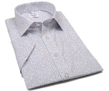 Koszula Marvelis Modern Fit - w małe kolorowe liściki - krótki rękaw (1)
