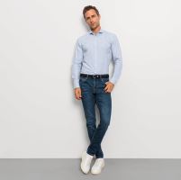 Koszula Olymp Level Five – w jasnoniebieską kratę - Garment washed (4)
