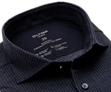 Koszula Olymp Super Slim 24/Seven – luksusowa elastyczna ciemnoniebieska z wyszytym wzorem