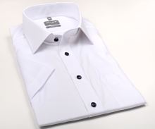 Koszula Olymp Modern Fit – biała z delikatną strukturą - krótki rękaw
