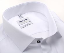 Koszula Olymp Level Five – biała o delikatnej strukturze krzyża - krótki rękaw
