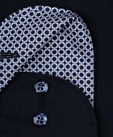 Koszula Olymp Comfort Fit Natural Stretch – granatowa z niebiesko-bialą stójką i mankietem (2)