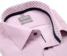 Koszula Olymp Comfort Fit – w wąskie różowo-czerwone paski, z wewnętrzną stójką - krótki rękaw