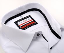 Koszula Marvelis Modern Fit – biała z delikatnym wzorem, czarnym wewnętrznym mankietem i plisą
