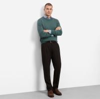 Sweter Olymp z wełny Merino - dekolt okrągły - zielony (1)