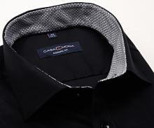 Koszula Casa Moda Modern Fit – czarna z czarno-szarą stójką wewnętrzną i mankietem