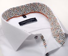 Koszula Casa Moda Comfort Fit – biała z delikatną strukturą i kolorową stójką wewnętrzną