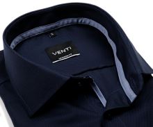 Koszula Venti Modern Fit – granatowa w wyszyte diagonalne prążki z wewnętrzną stójką