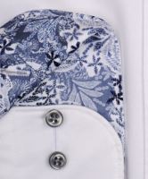 Koszula Eterna 1863 Slim Fit Two Ply Soft – ekskluzywna białą z niebiesko-bilą wewnętrzną stójką i mankietem